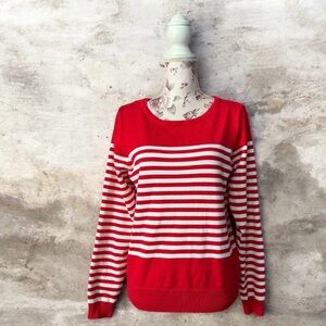 Cielo Red and White Striped Women's Sweater